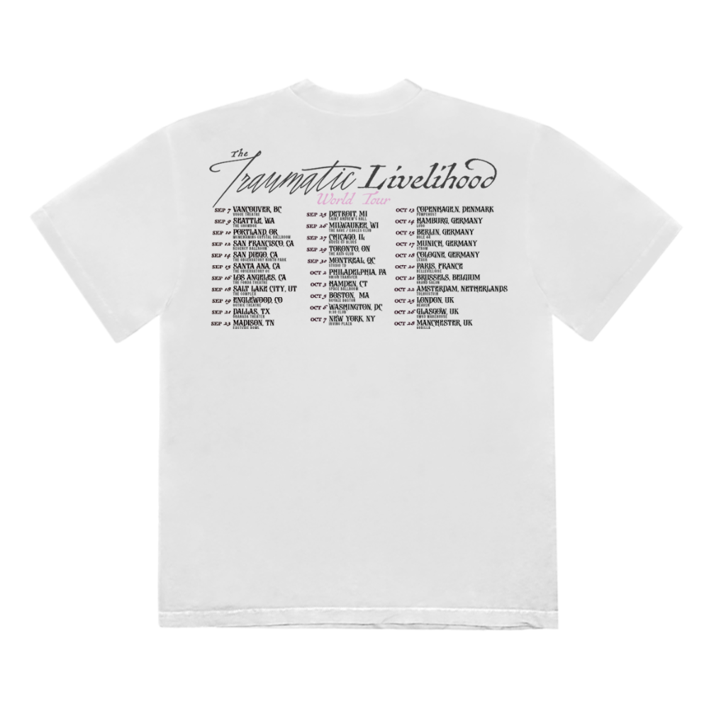 Traumatic Livelihood White Dateback Tee